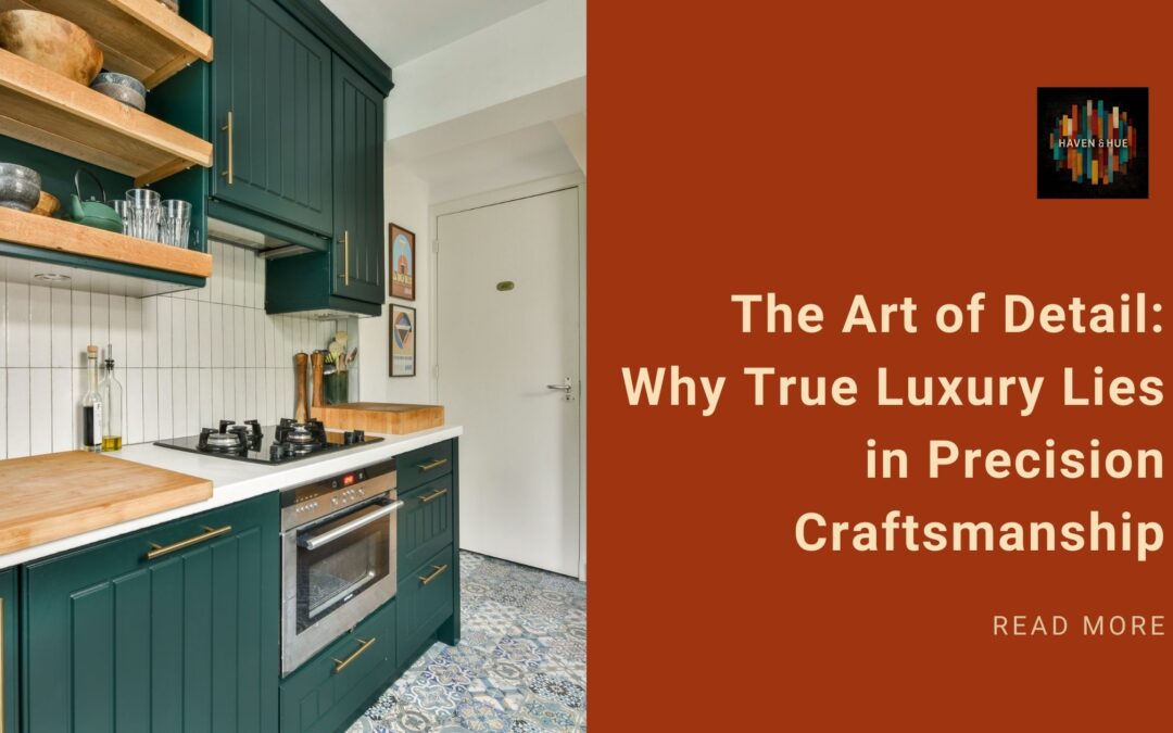 A remodeled kitchen with the business logo, blog title, and read more option.